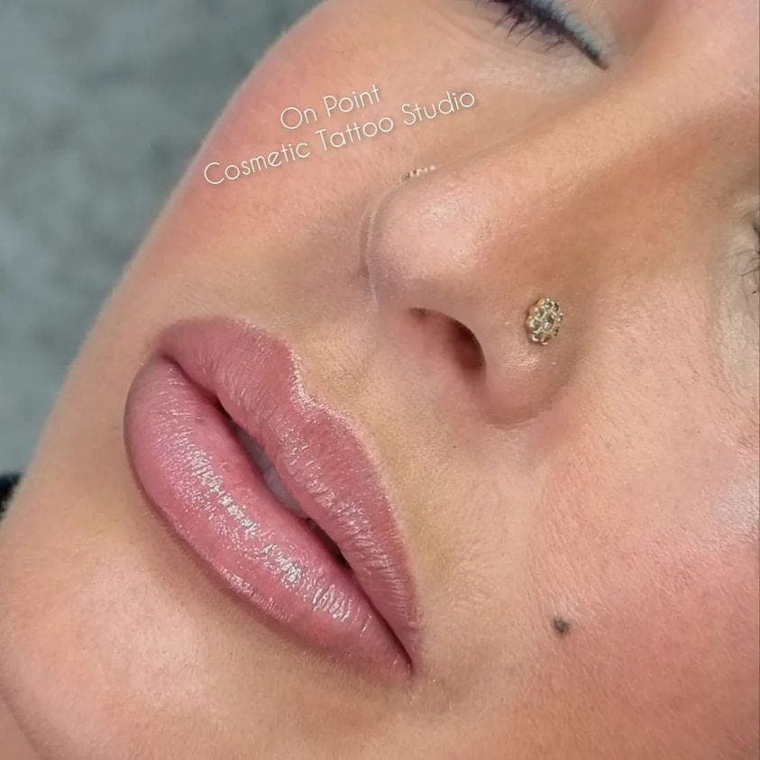 Healed lip blush in a natural nude pink