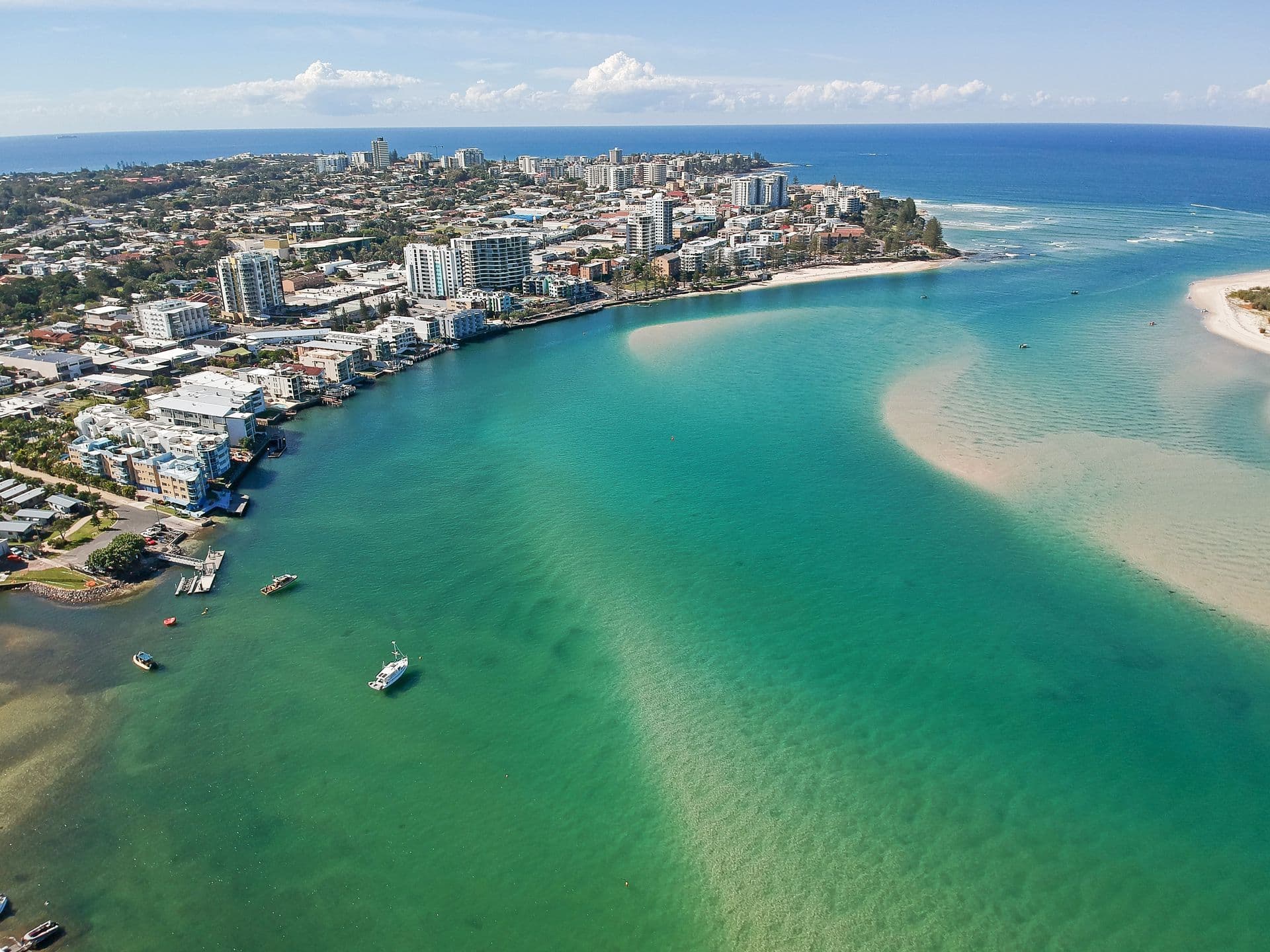 Aerial view of Caloundra and the Pumicestone Passage